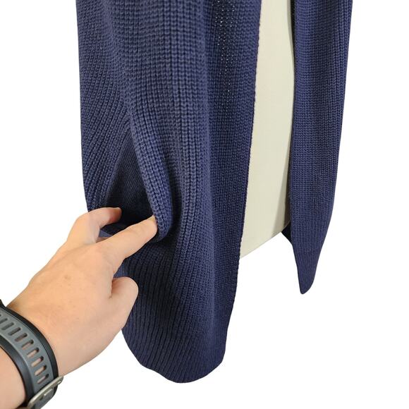 Talbots Womens Open Front Drape Cardigan Vest Size Small Petite Navy Blue Knit - Picture 3 of 9